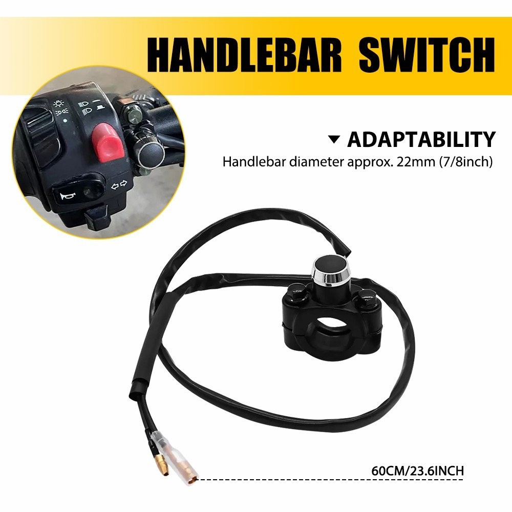 Motorcycle Switch Horn Handlebar Mount Push Button Momentary Start LED Light NEW