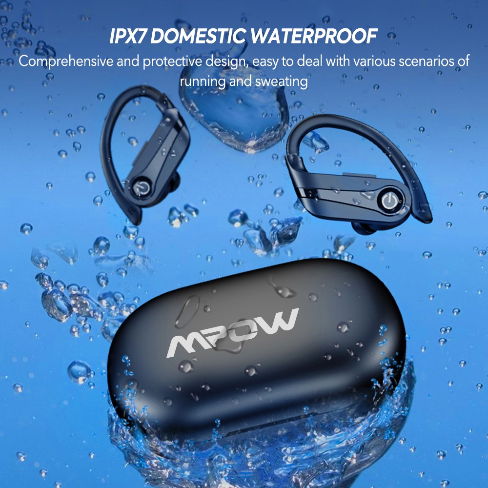 Mpow Bluetooth 5.3 Headset TWS Wireless Earphone Ear Hook For All Phone Android