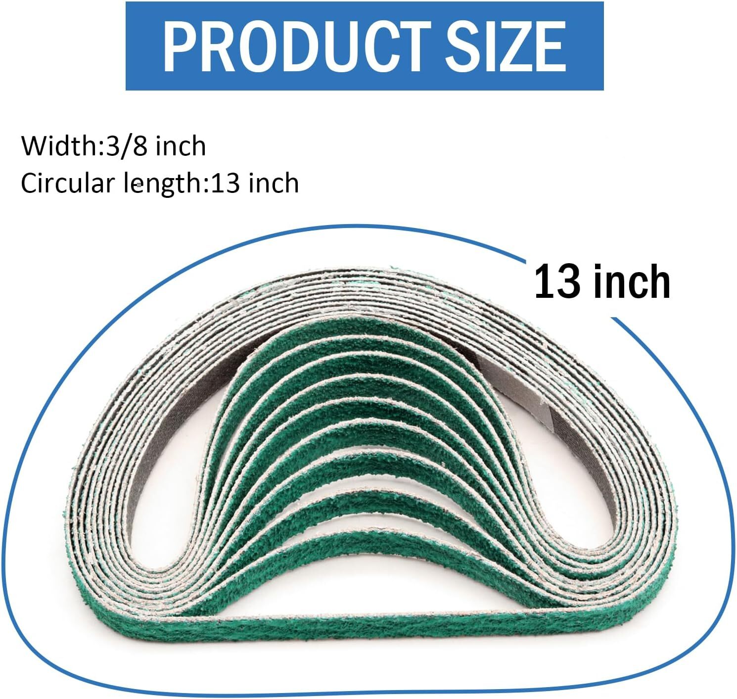 25PCS 3/8" x 13" Zirconia Sanding Belt for Air Belt Sander 40-120 Grit for Metal