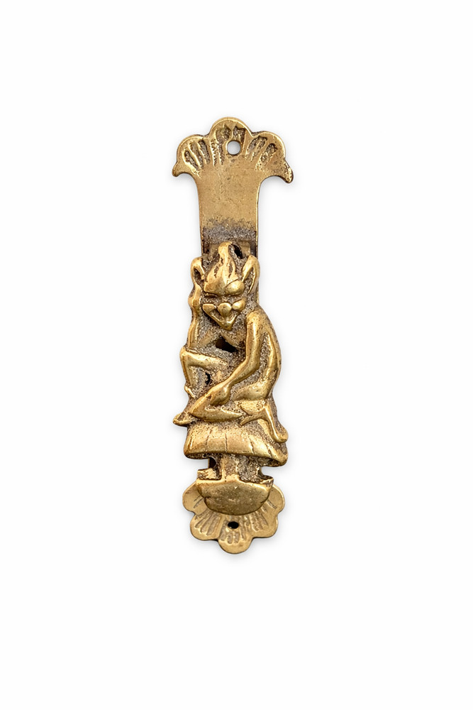 Antique Solid Brass Pixie Door Knocker English Folk Fairy Figural Hardware