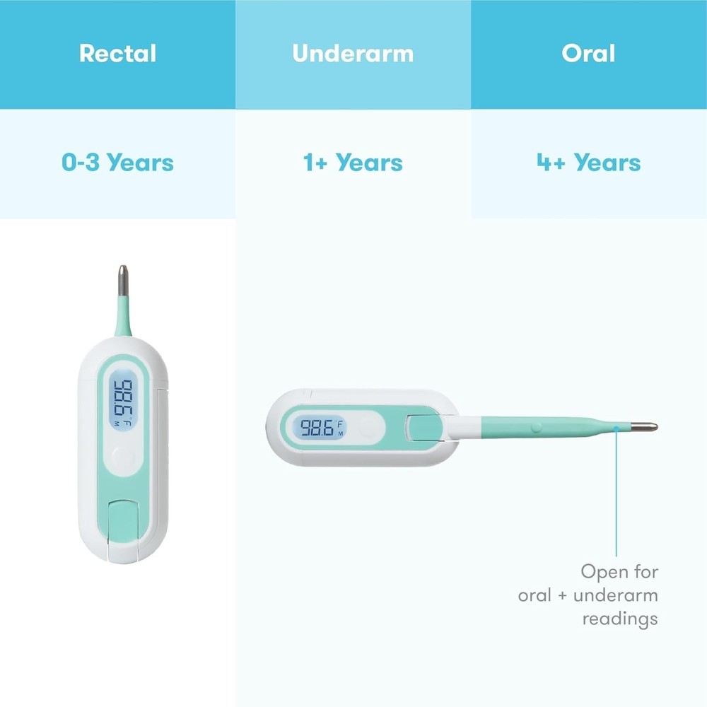 Frida Baby Multi-Use Thermometer: Rectal, Oral & Armpit, LED Backlit Display