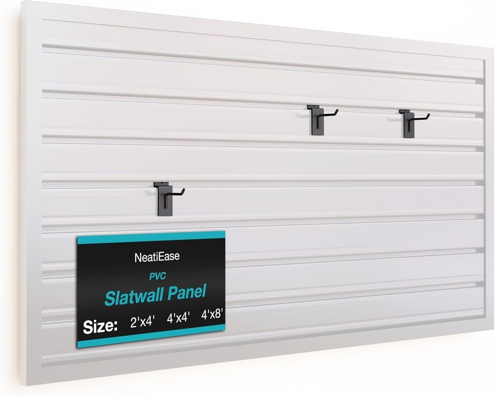 Durable PVC Slatwall Panel - Versatile Wall Mounted Storage Solution, 2x4ft