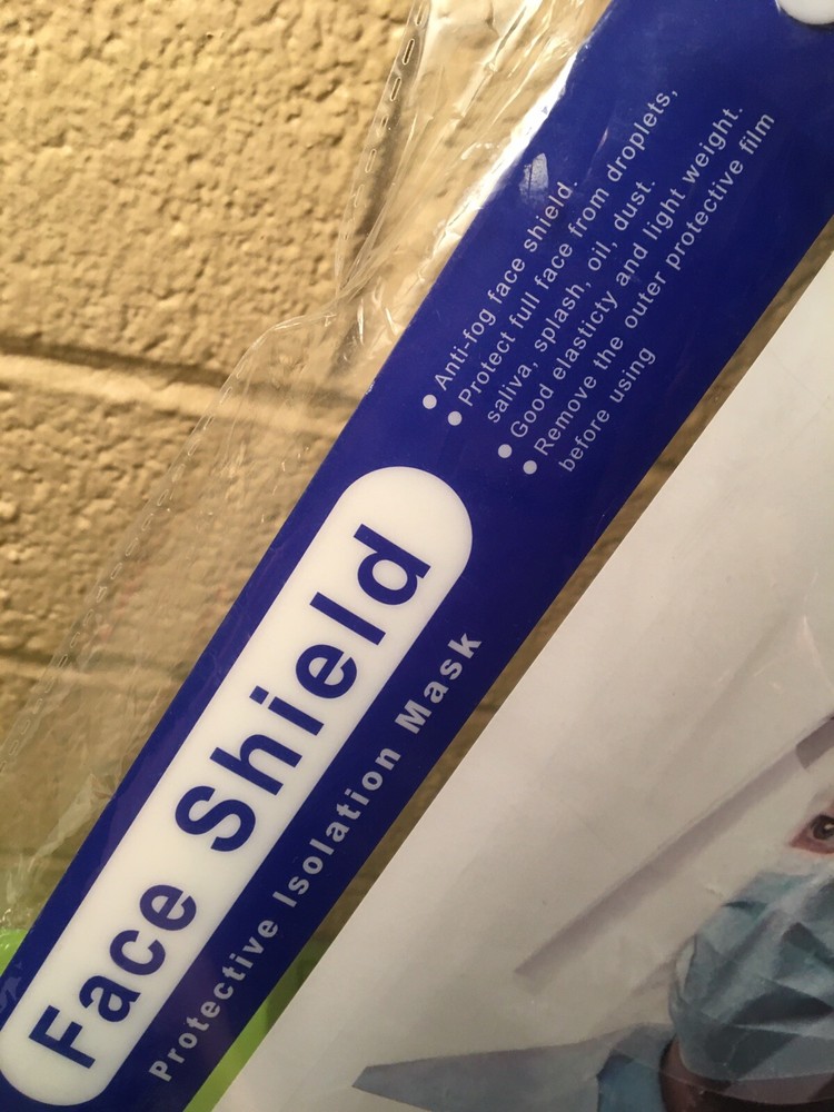 Protective Face Shield, clear panel & elastic head band, padded forehead area