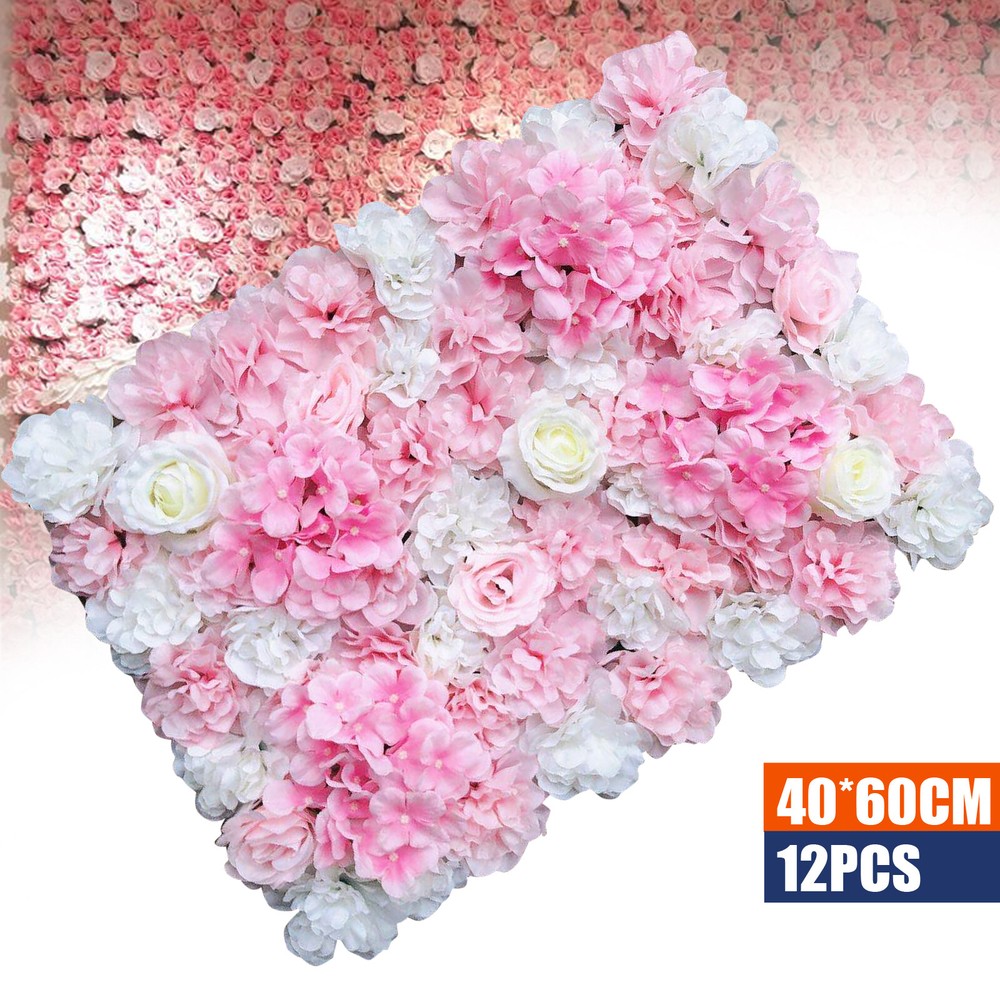 12PCS Artificial Flower Wall Panel Artificial Flower Wall Floral Backdrop Decor