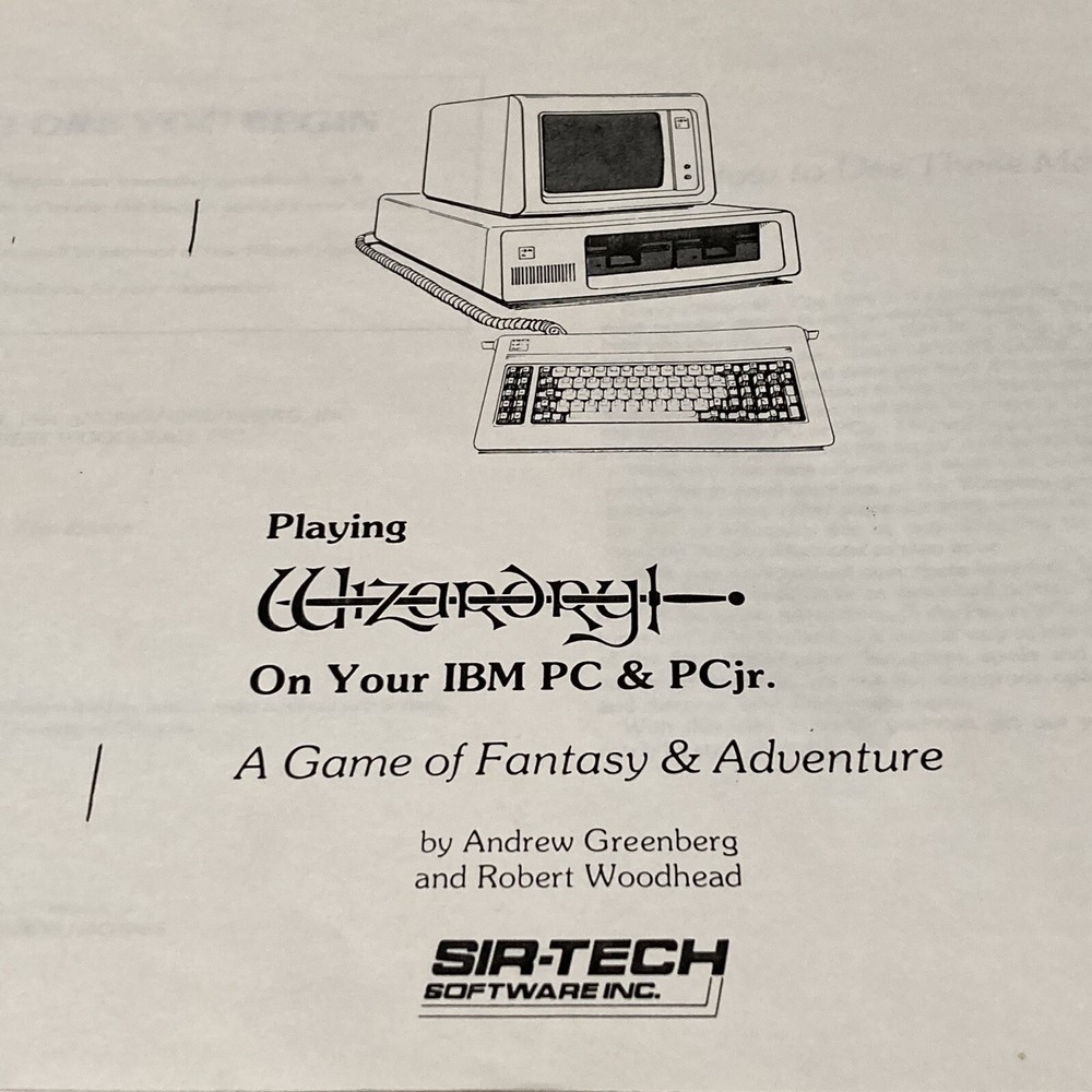 Sir-Tech Computer Game / Wizardry Xeroxed Booklet (IBM PC)