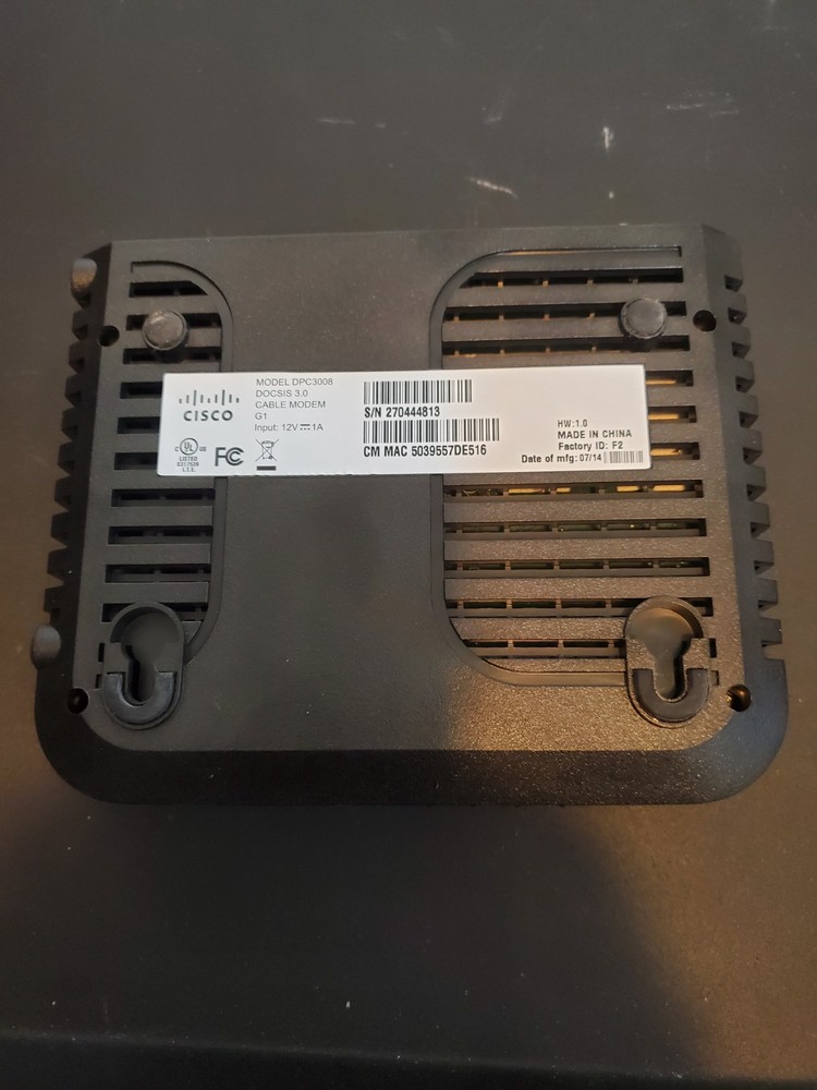 Netgear Wireless Router WRN2000 v2 & Cisco Cable Modem Model DPC3008