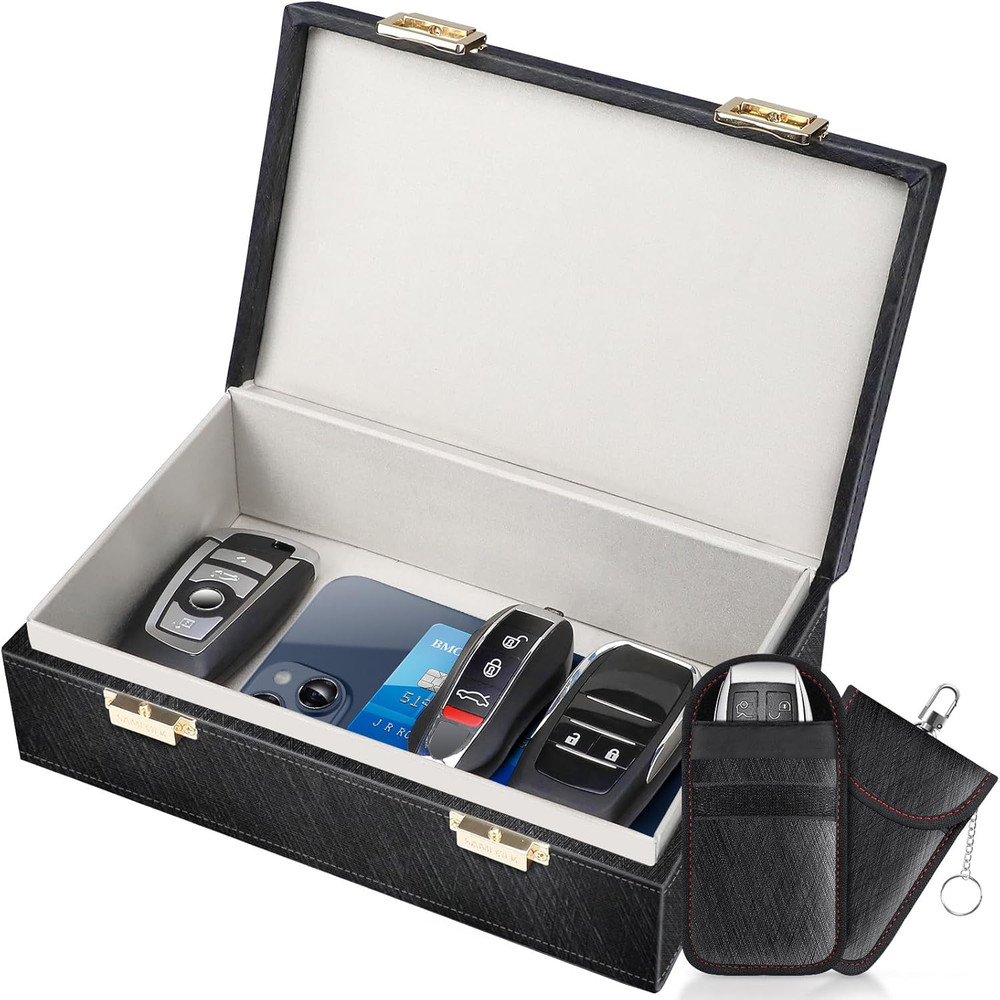 Faraday Box & 2 Pack Faraday Bag Faraday Cage Key Fob Protector, Signal Blocking