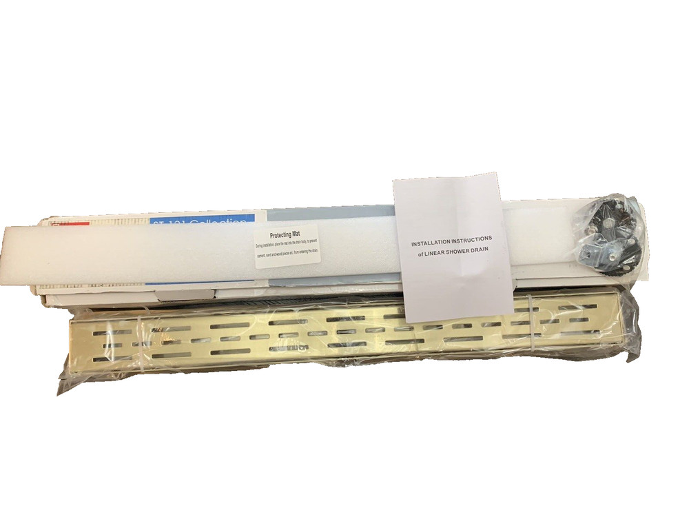 Sharp-tec 28 inch Linear Shower Drain, Gold Rectangular Floor Drain,