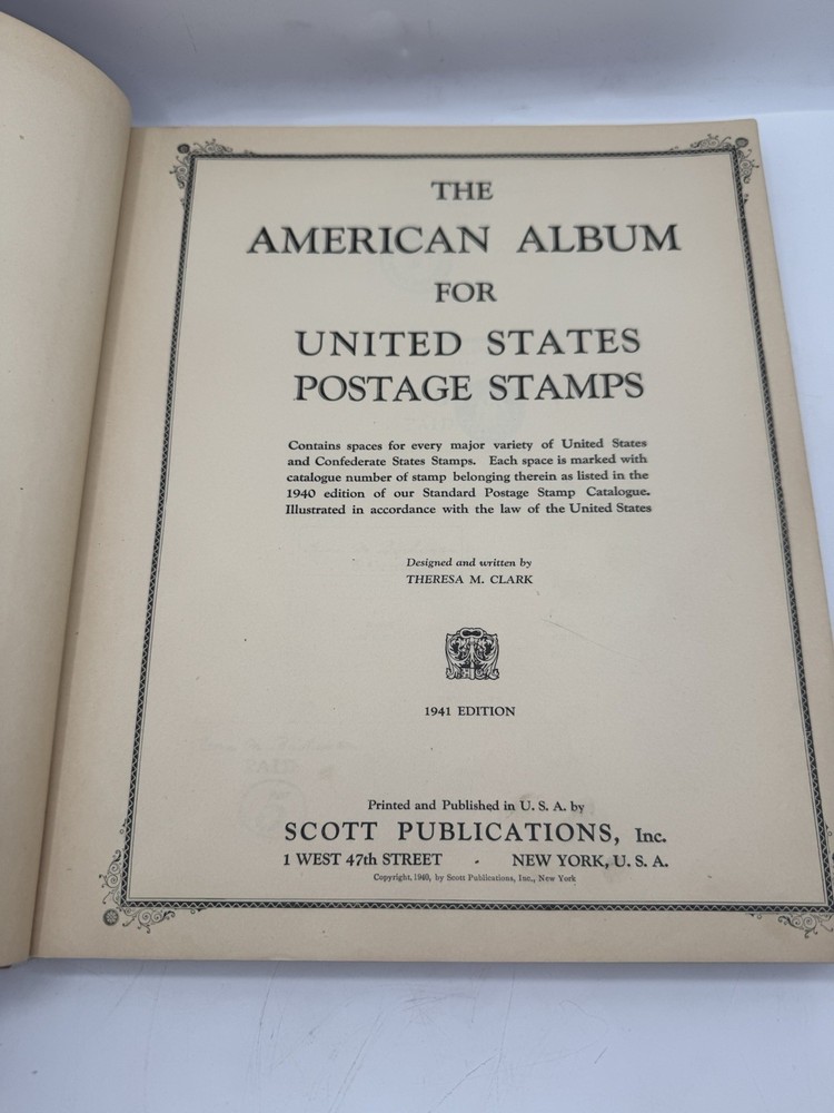 Scott American Album for United States Stamps W/Stamps Amelia Earhart, SIGNED