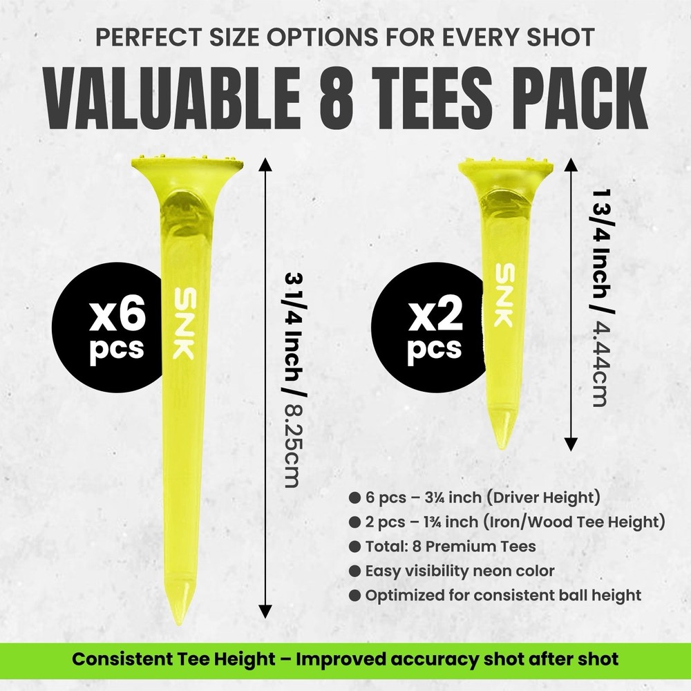 SNK Golf Tees (3 Pack-21pcs) – Virtually Unbreakable Plastic – Long Drive