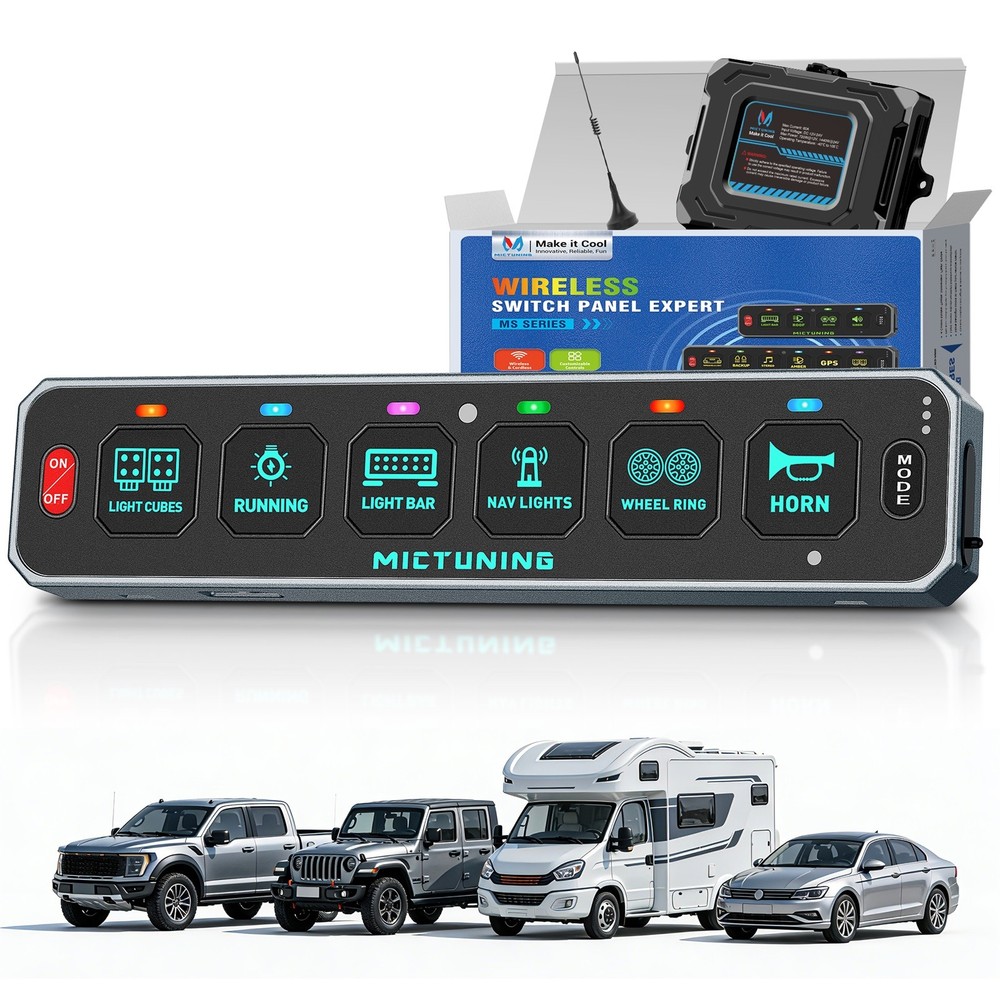 MICTUNING MS600 Wireless 6 Gang LED Touch Switch Panel Slim Circuit Relay System