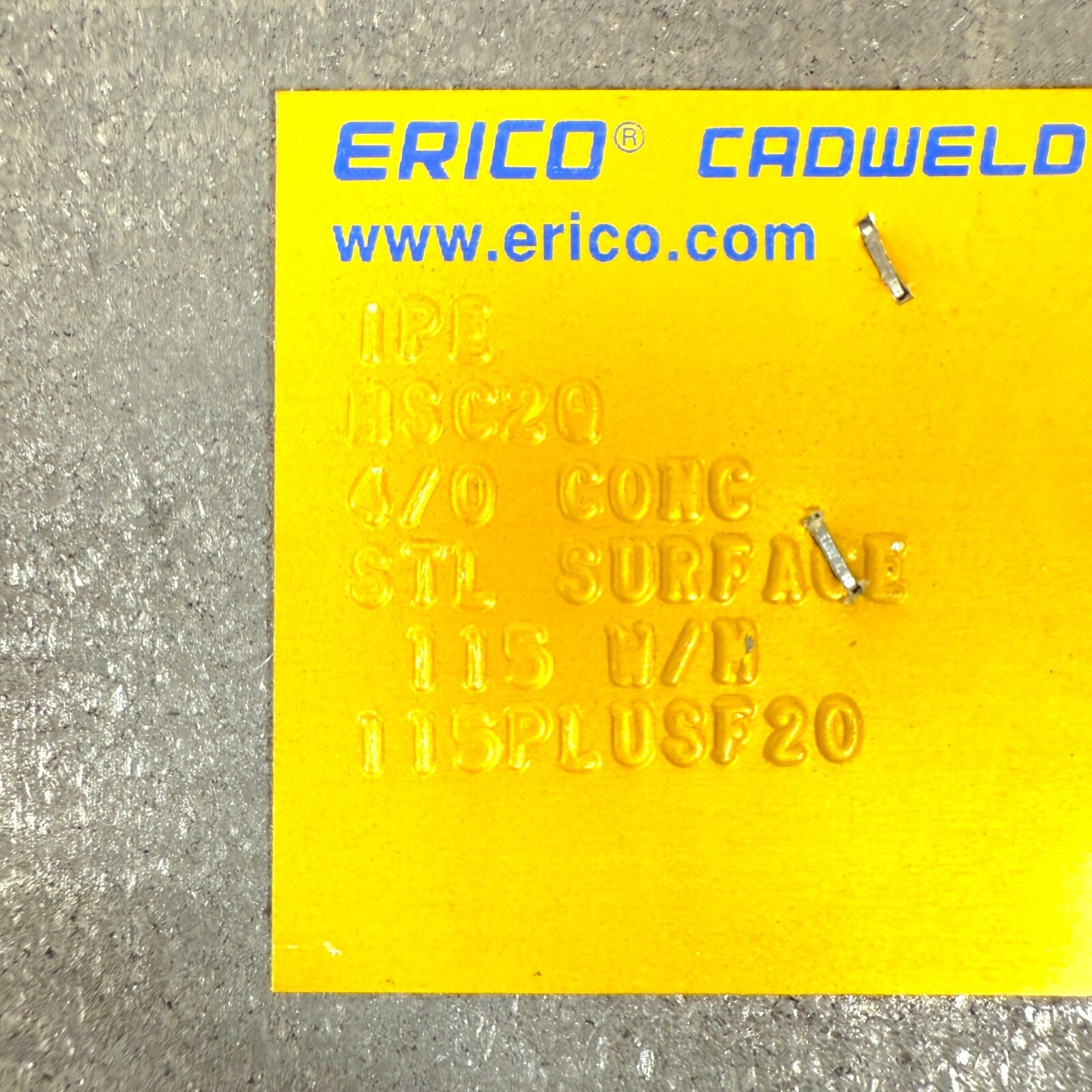 Erico Cadweld HSC2Q Graphite Mold 4/0 Concentric to Steel Pipe Flat Surface 115