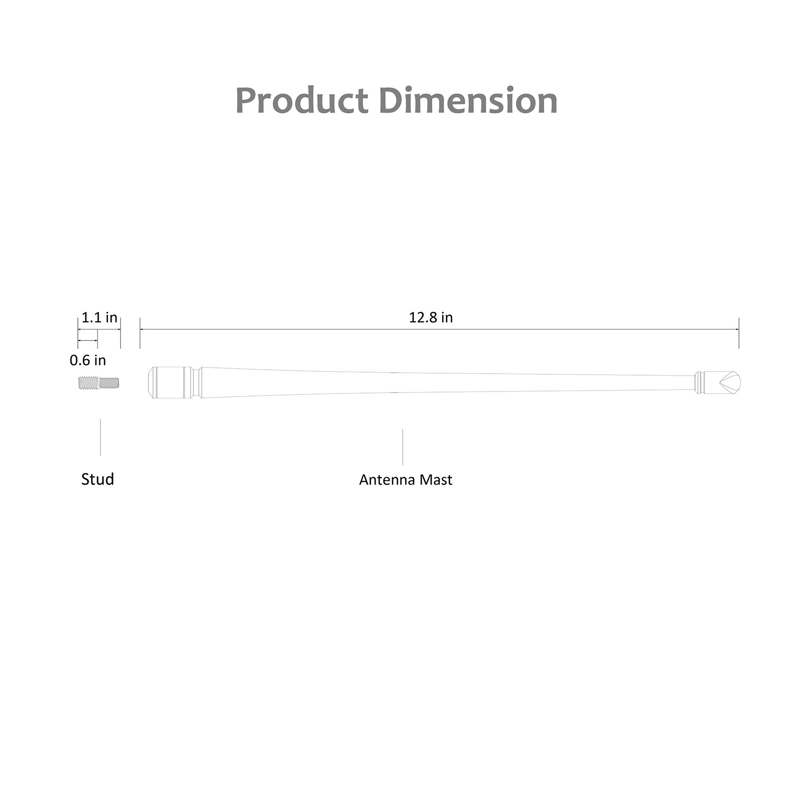 Rydonair 13" Flexible Rubber Antenna Compatible with 2012-2022 Dodge Ram 1500