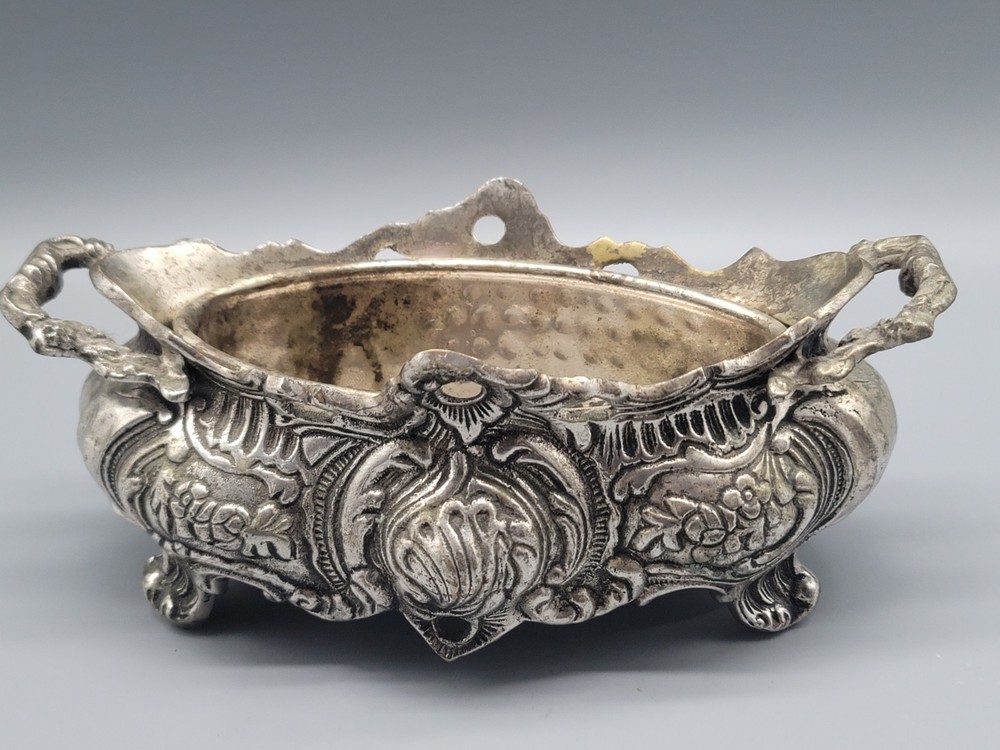 Vintage Silver Tone Planter Ornate Decorative 9" x 4"