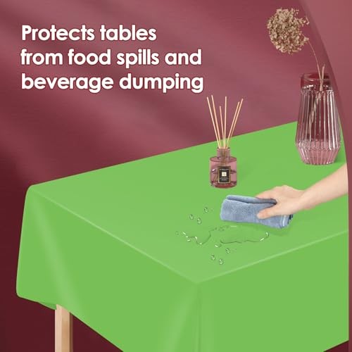 5 Pack 54 x 108 Inch Plastic Tablecloth Disposable Rectangle Lime Green