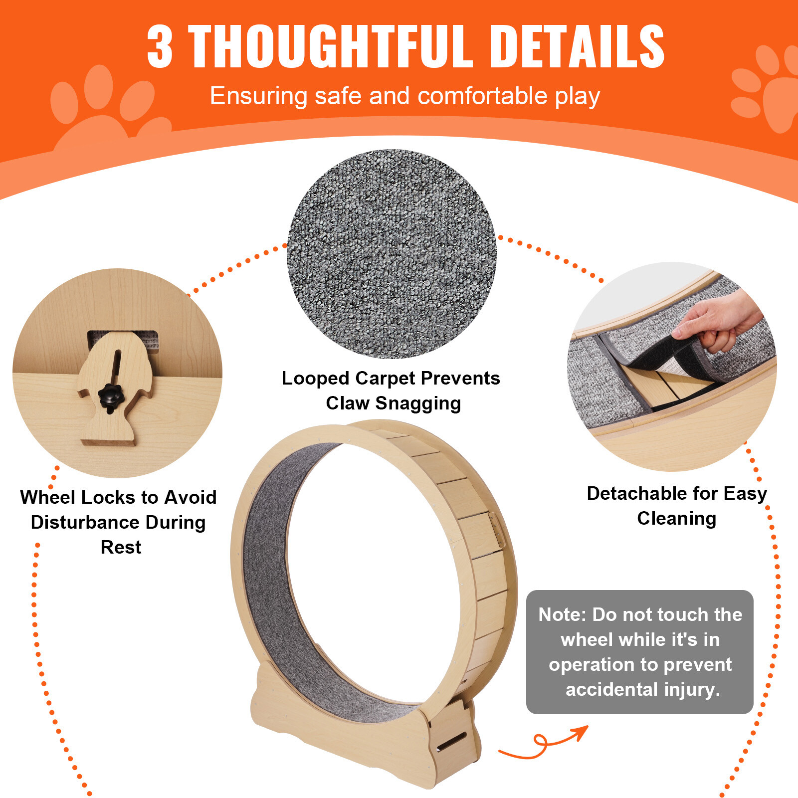 Wooden Cat Exercise Wheel 52" Large Cat Treadmill Wheel for Indoor Cats