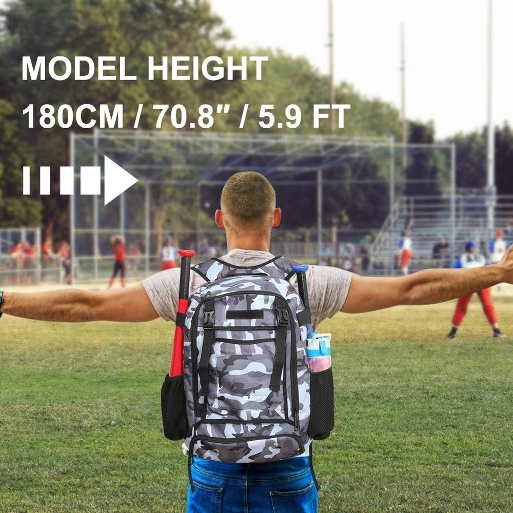 Durable Baseball Bat Backpack with Large Capacity for 4 Bats - Camouflage Style