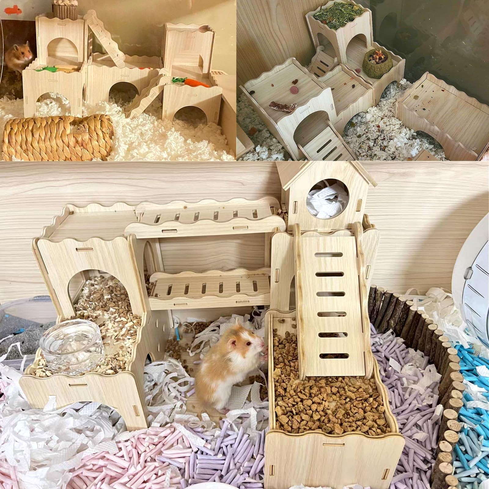 Hamster Hideout House Multi Chamber Rat Hide Hut Castle Large Climbing Playgr...