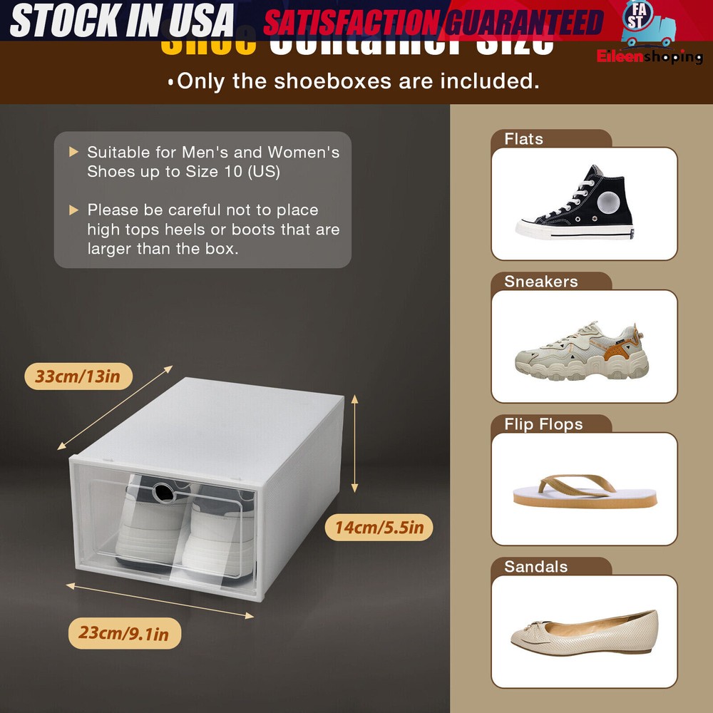 24 Pcs Foldable Shoe Storage Box Case Sneaker Container Stackable Organizer NEW