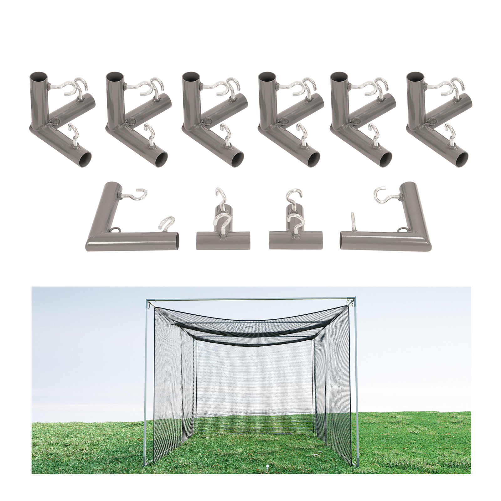 Rust Resistant 10 Pieces 1" Golf Frame Corner Kit DIY Canopy with Eye-Bolts