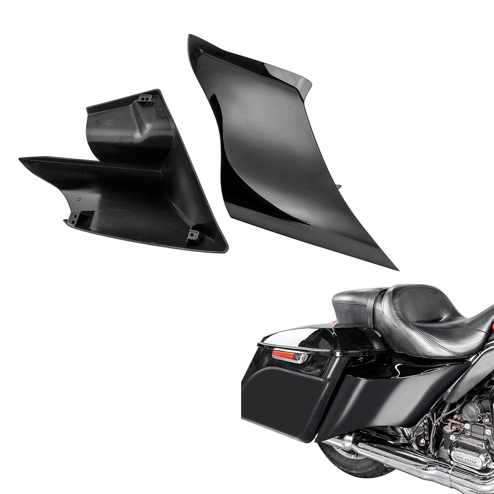 Stretched Extended Side Cover Panel Black For Harley Touring FLT FLH 2014-2024