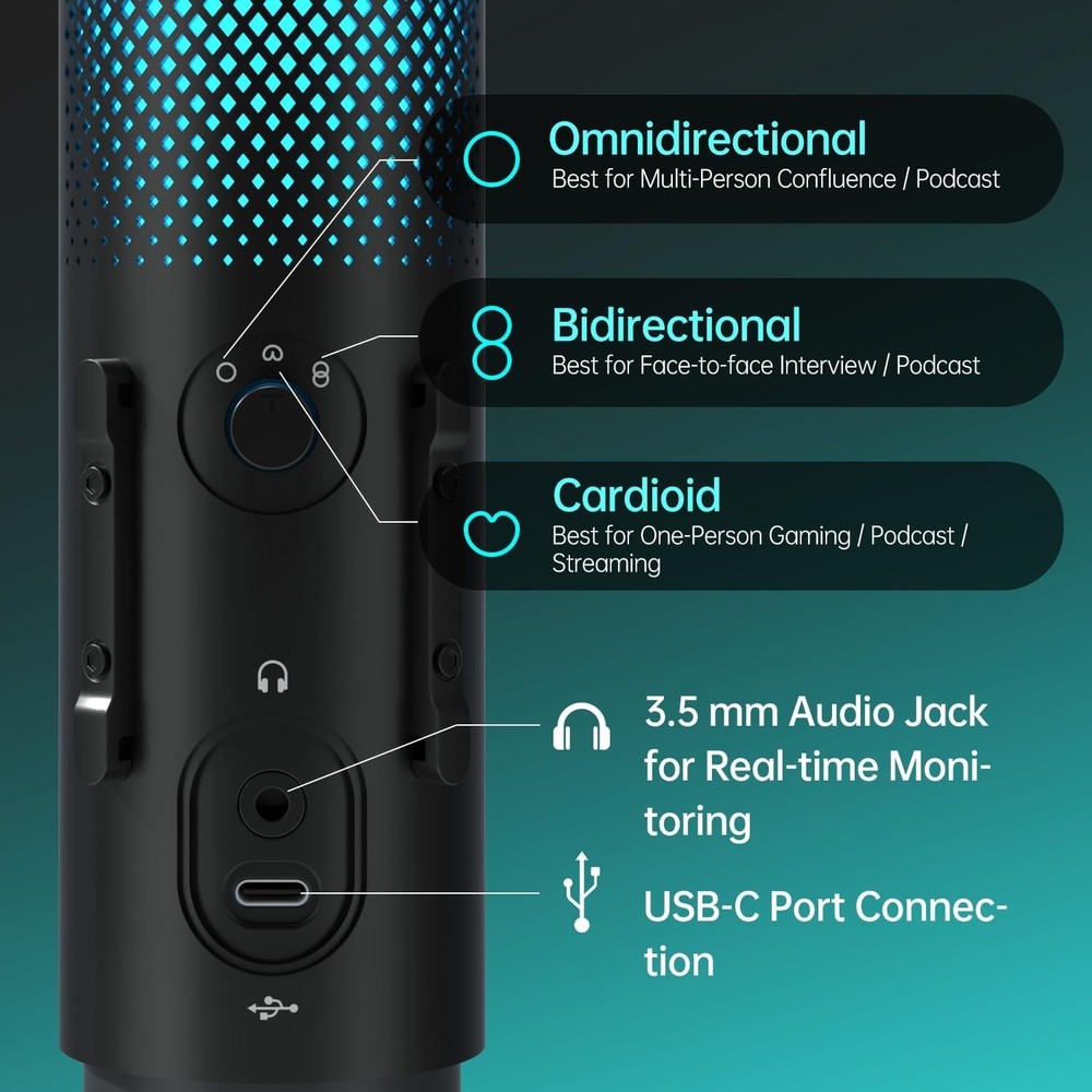 JARO USB Multi-Polar Pattern Condenser Microphone T35-3