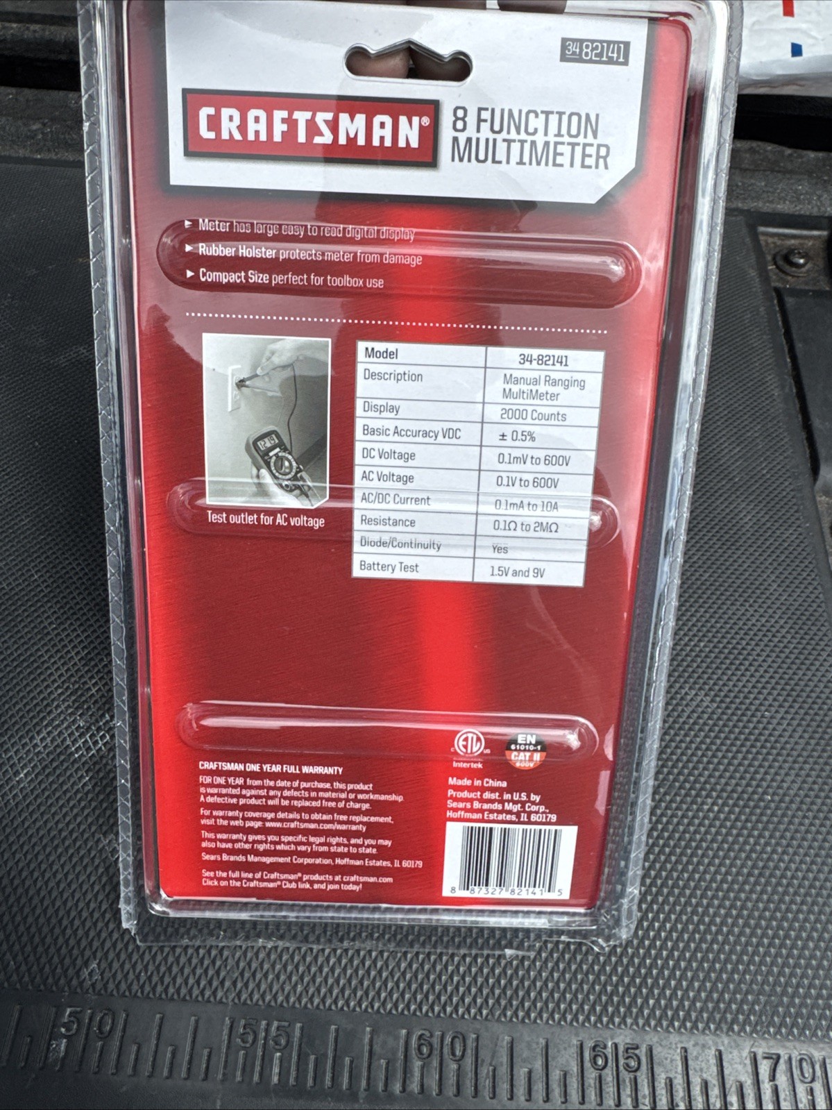 Sears Craftsman Nos 8 Function Digital Multimeter & Leads 82141 A/DC VOLTAGE