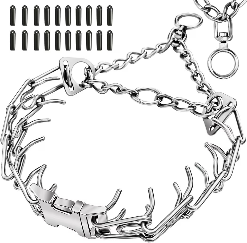 Stainless Steel Dog Collar, Tangle-Free 360° Swivel Collar with Quick-Release...