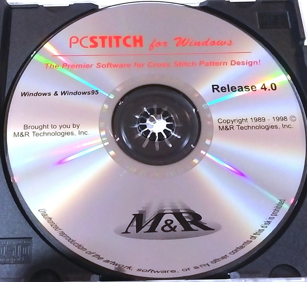 PCSTITCH CD ROM VERSION 4 CROSSSTITCH PATTERN DESIGN SOFRWARE 1999 M&R