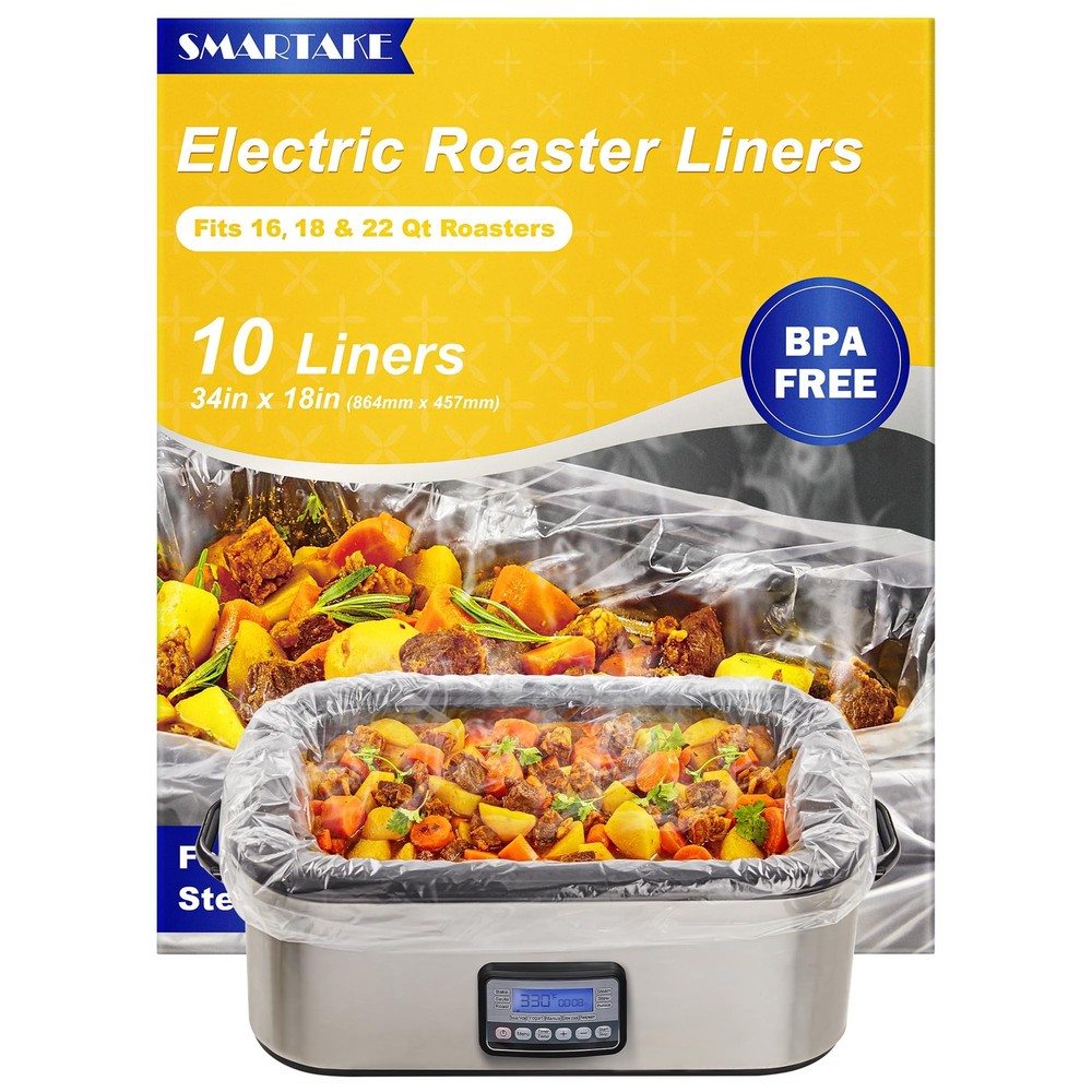 SMARTAKE Electric Roaster Liners, 10 Count Disposable 10-Pack, Clear