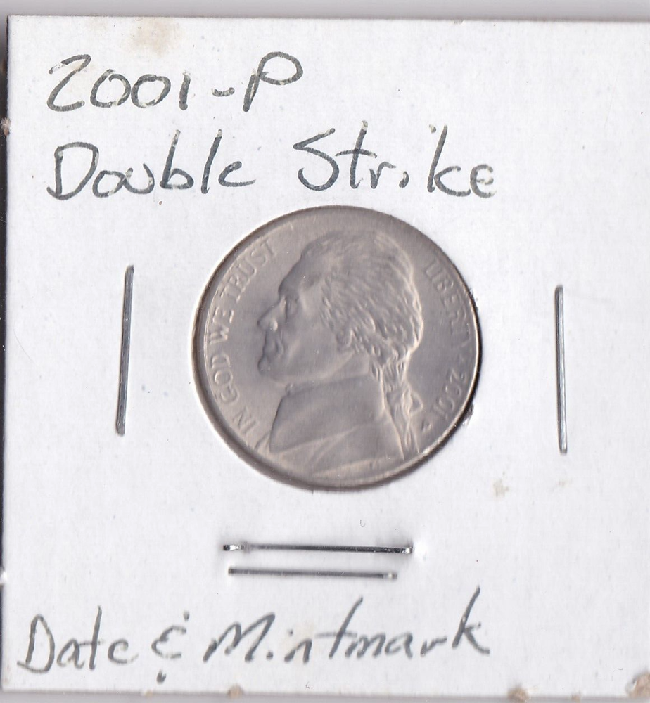 2001 Jefferson Nickel Machine Doubling Obverse