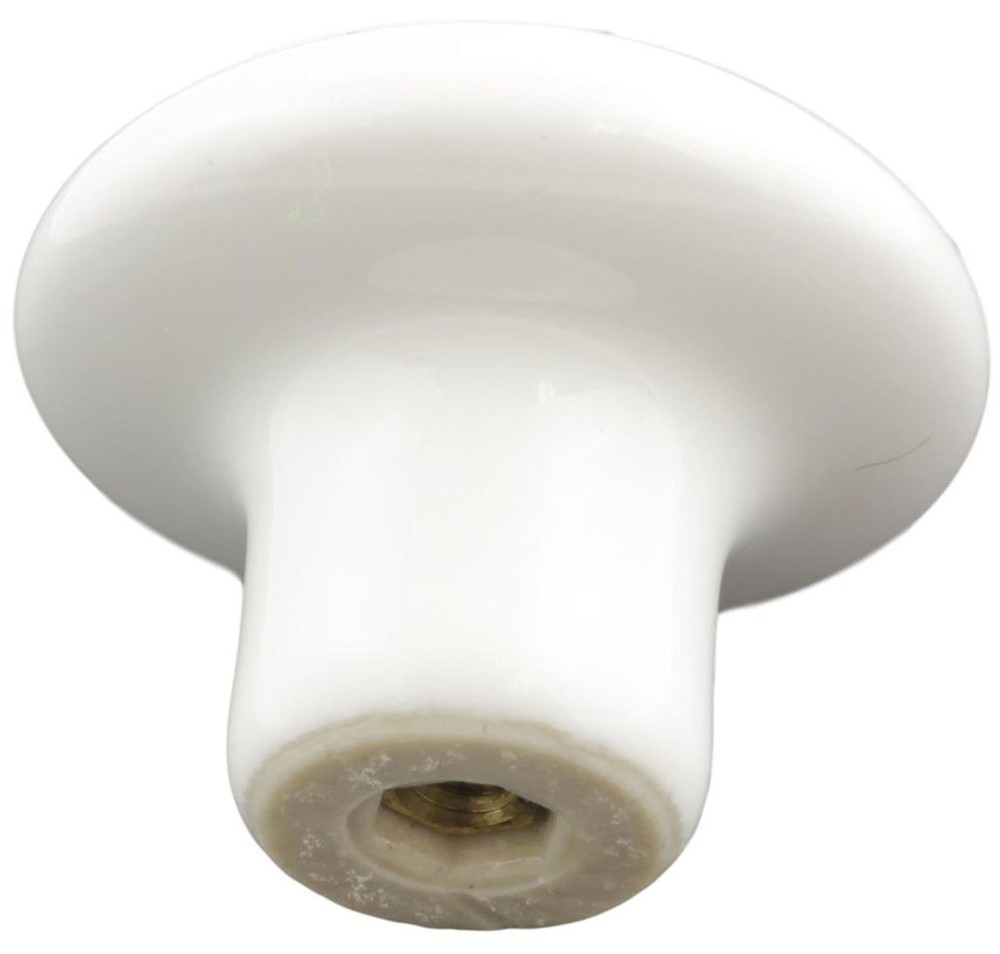 1-1/2" Ceramic Knob White with Orange Insert