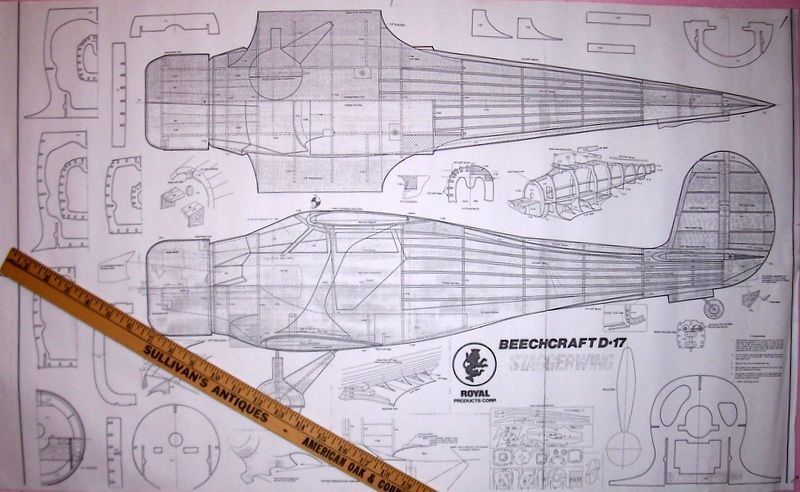 BEECH STAGGERWING G17S PLAN + CONSTRUCTION ARTICLE for 32" UC Model Airplane