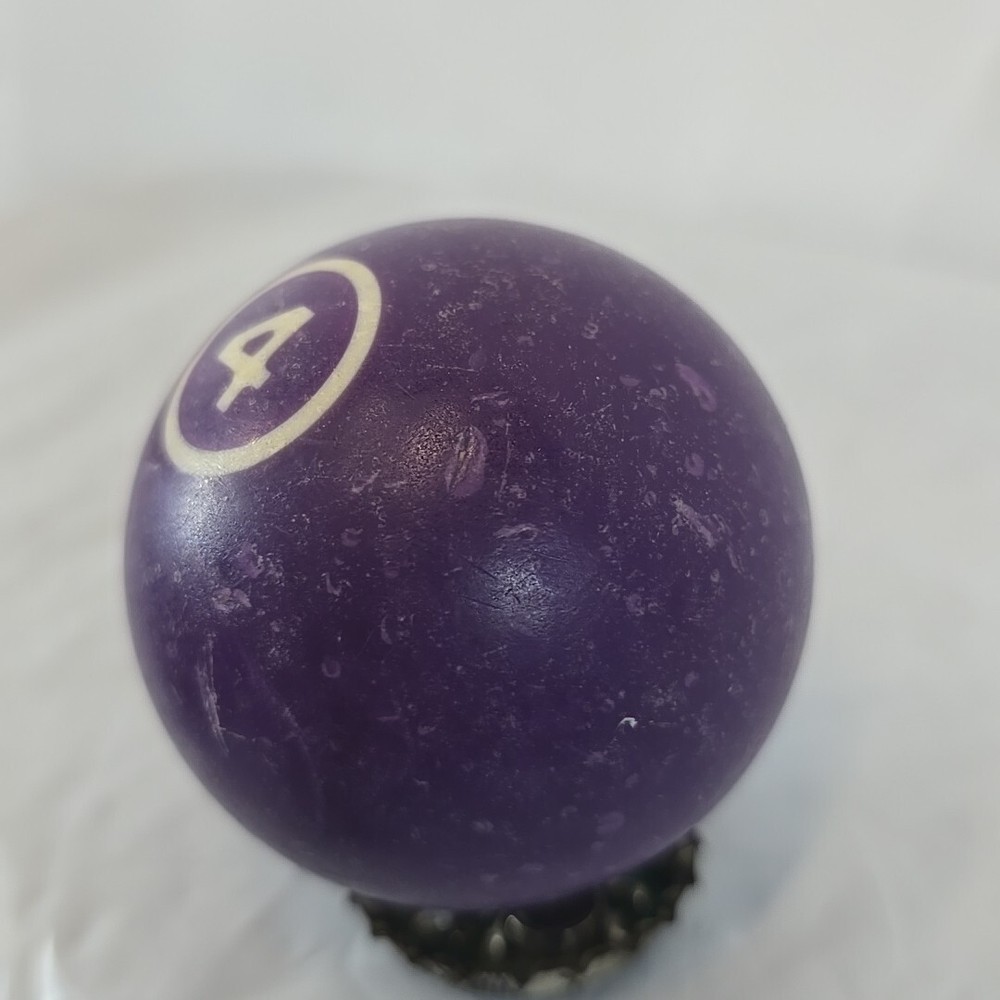 Vintage Solid Marbled Purple Pool Ball #4 - White Number Billiard Replacement