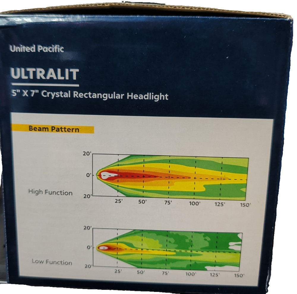 31389 UPI 5" X 7" Crystal Rectangular Headlight, Glass Lens