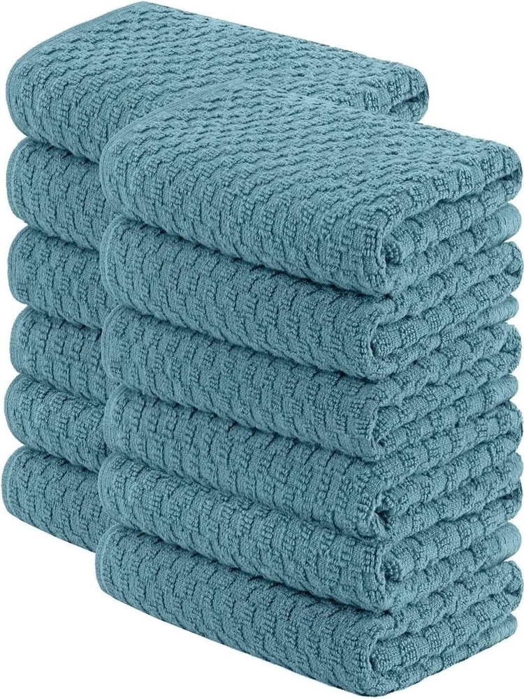 Versatile Kitchen Towels Set - 12 Pack, 450GSM Aqua Cotton, Extra Absorbent
