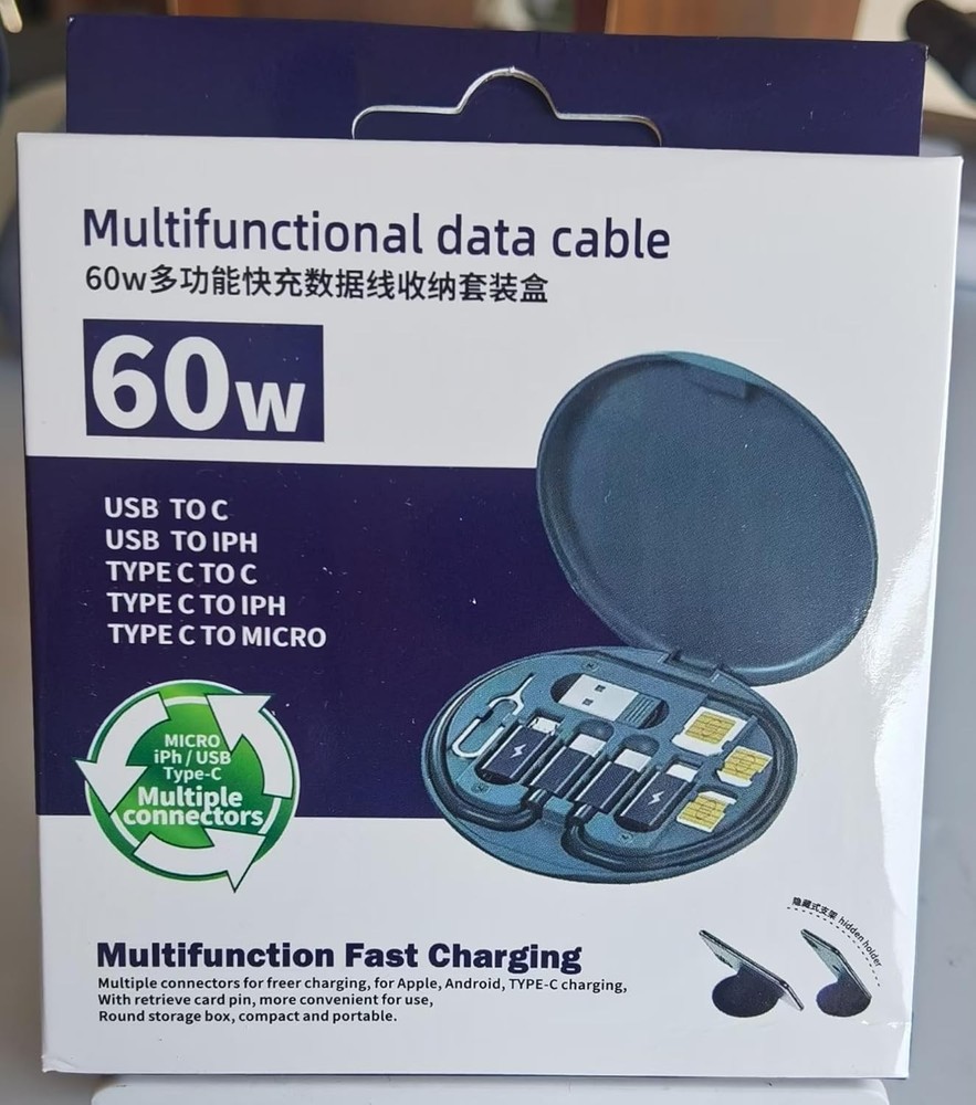 Elegantly Compact Multifunctional Data Cable Storage Box for USB-C & Micro-USB