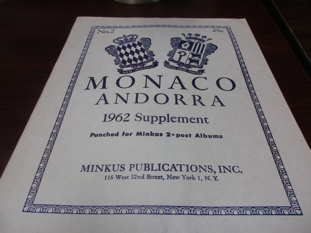 "MINKUS"  1962  SUPPLEMENT MONACO ANDORRA  #2  W/FREE SHIPPING!!!