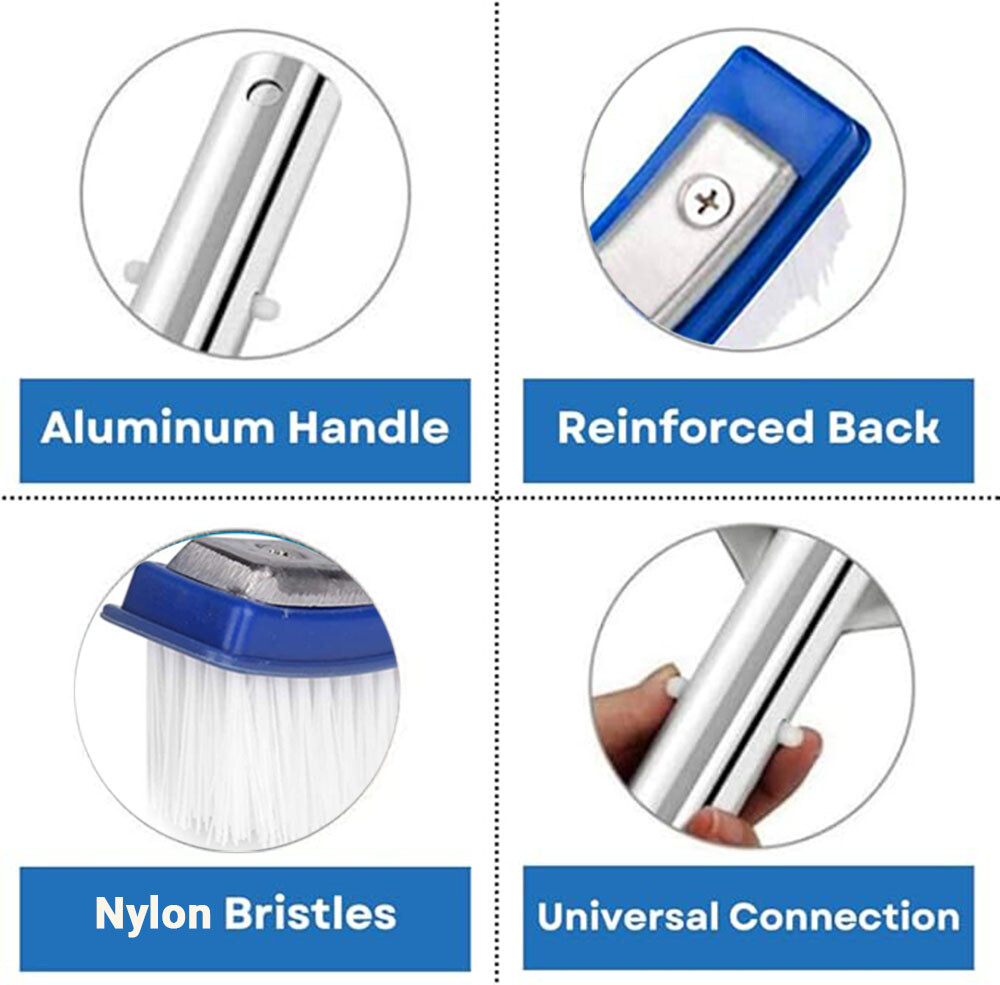 18" Multi-Surface Pool Brush - Cleans Corners, Steps, Walls - Durable & Strong