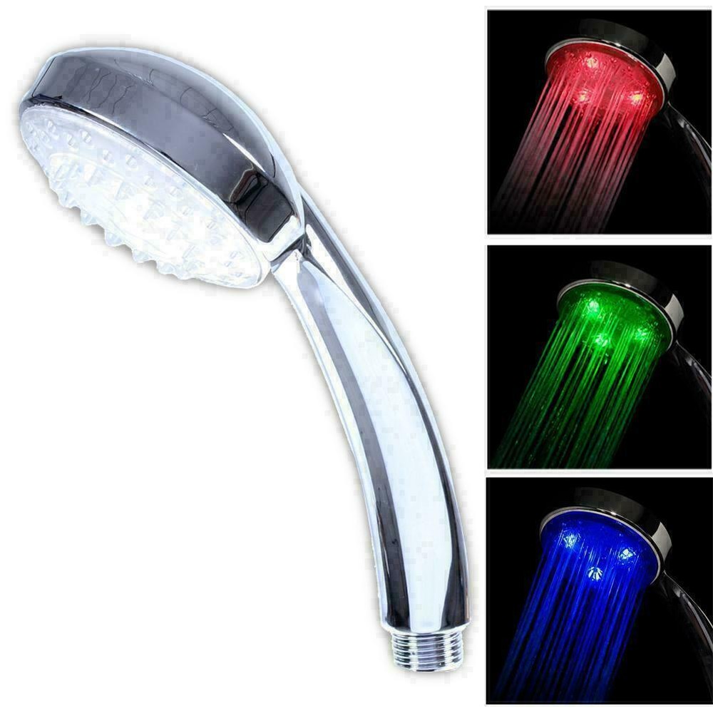 3 Color LED Auto Changing Fixed Shower Head Temperature Sensor Bath Sprinkler