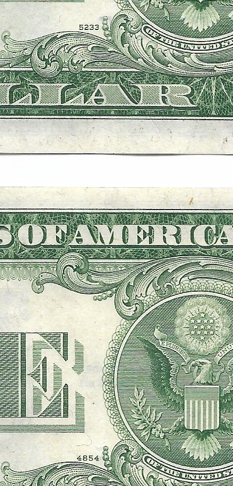 1935D $1 SCs. 2 Consecutive & UNCIRCULATED. Reverse CHANGEOVER Pair, Narrow/Wide