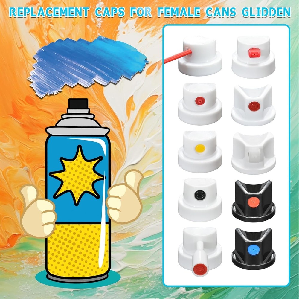 Ergonomic Spray Nozzle and Cap Kit - 10 Assorted Tips for Flawless Coverage