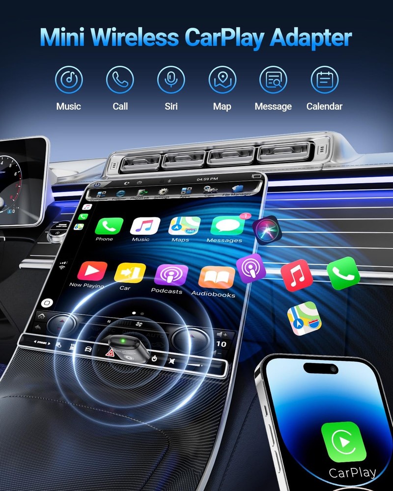 Wireless CarPlay Adapter for Apple iPhone（2026 Upgraded） Mini Design, Convert...