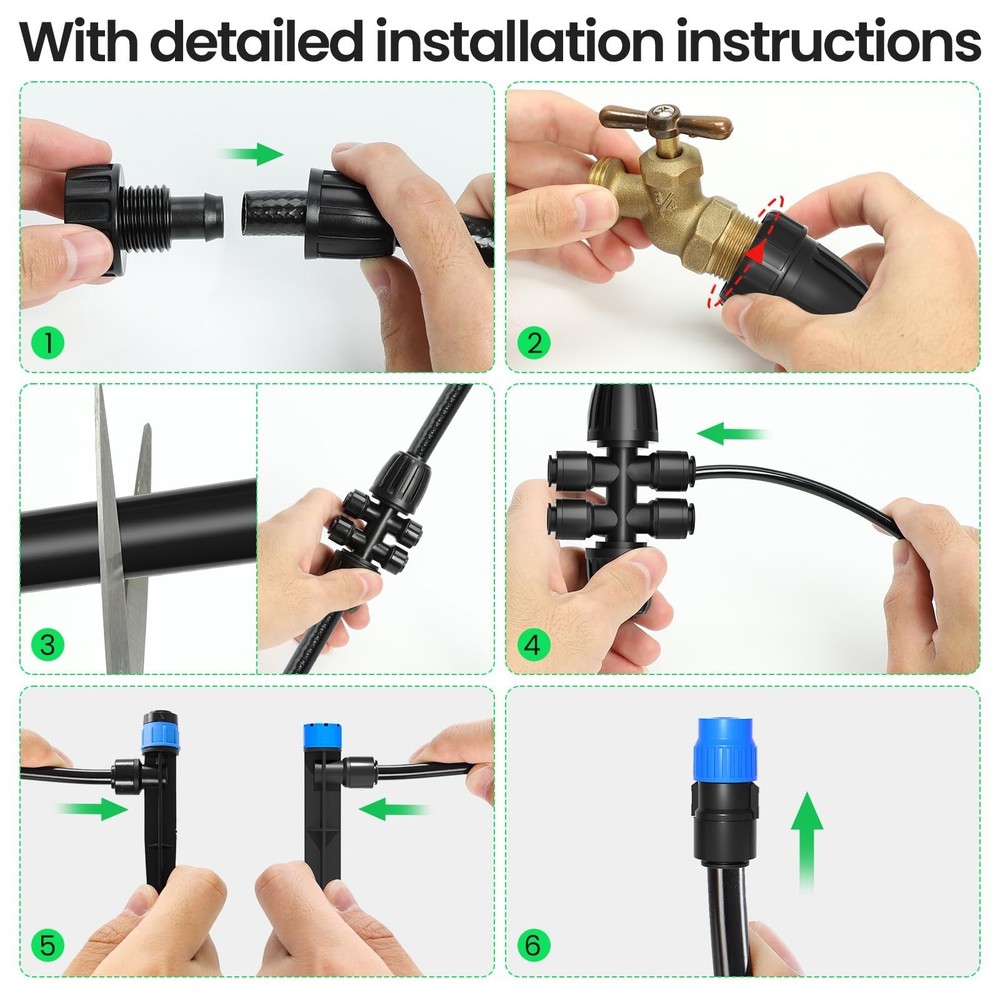 MIXC 230FT Quick-Connect Drip Irrigation System Kit, Automatic Garden Waterin...
