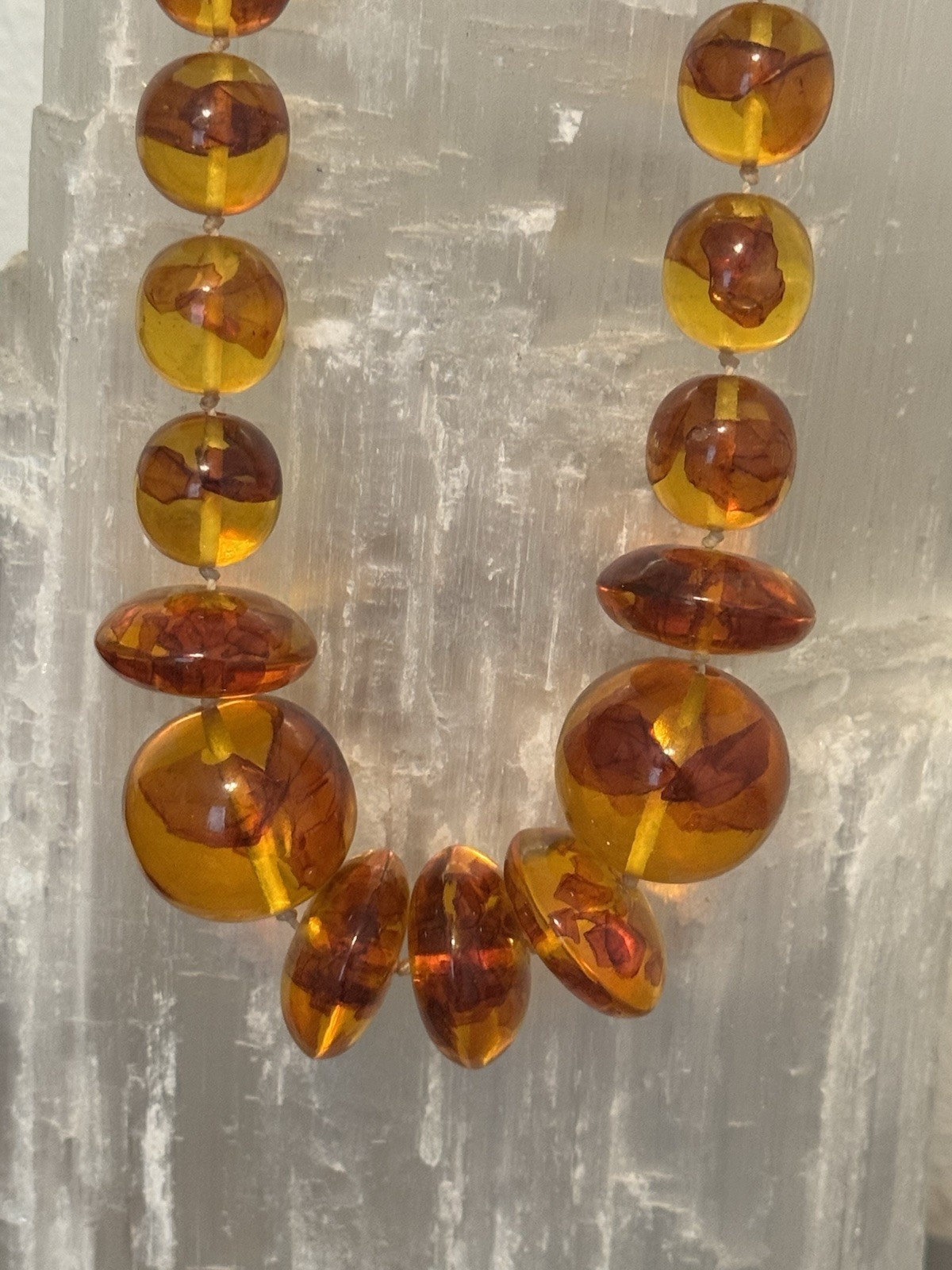 Vintage Baltic Amber Polished Graduated Bead Necklace
