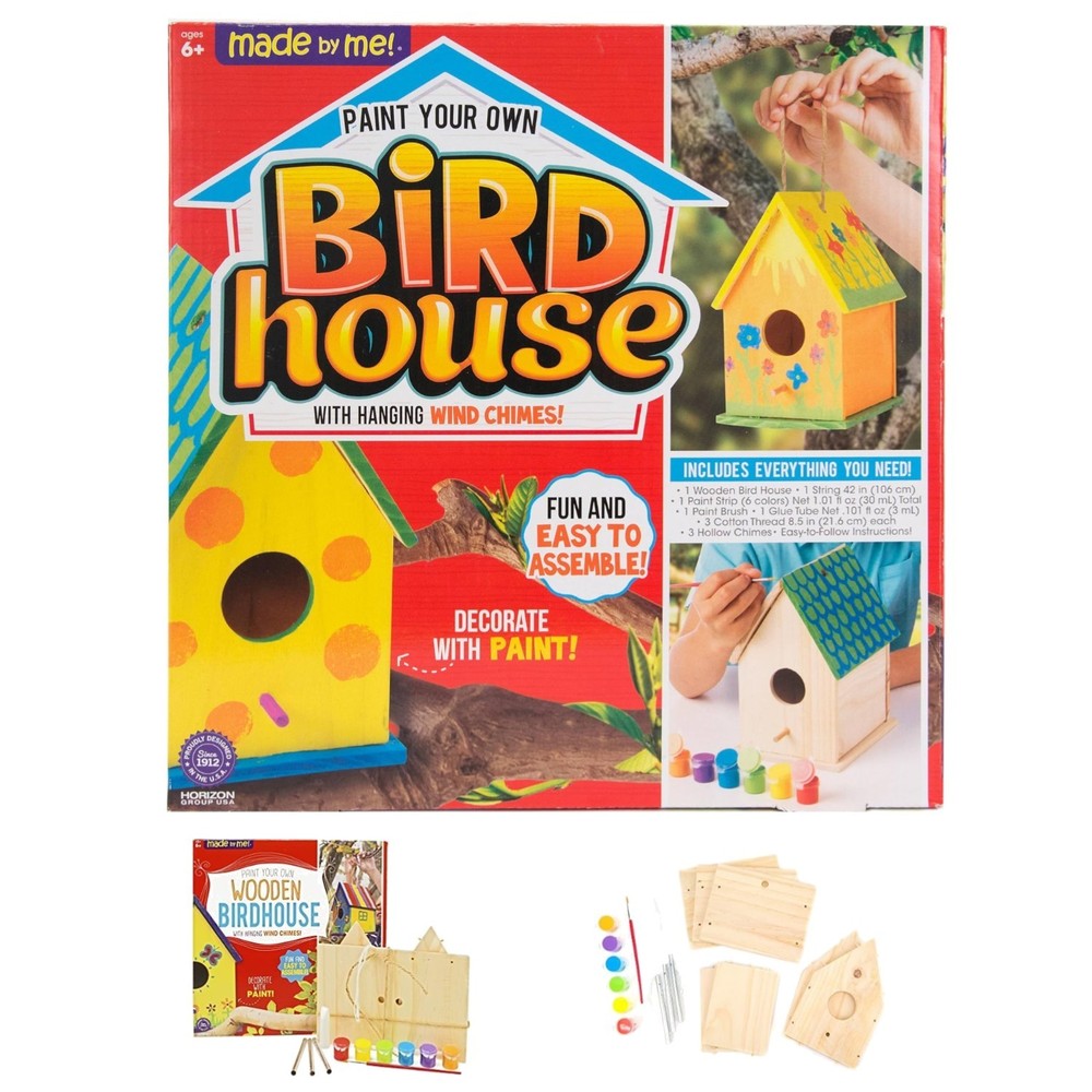 Creative Birdhouse Building Kit - Includes 6 Paint Colors & Hanging String