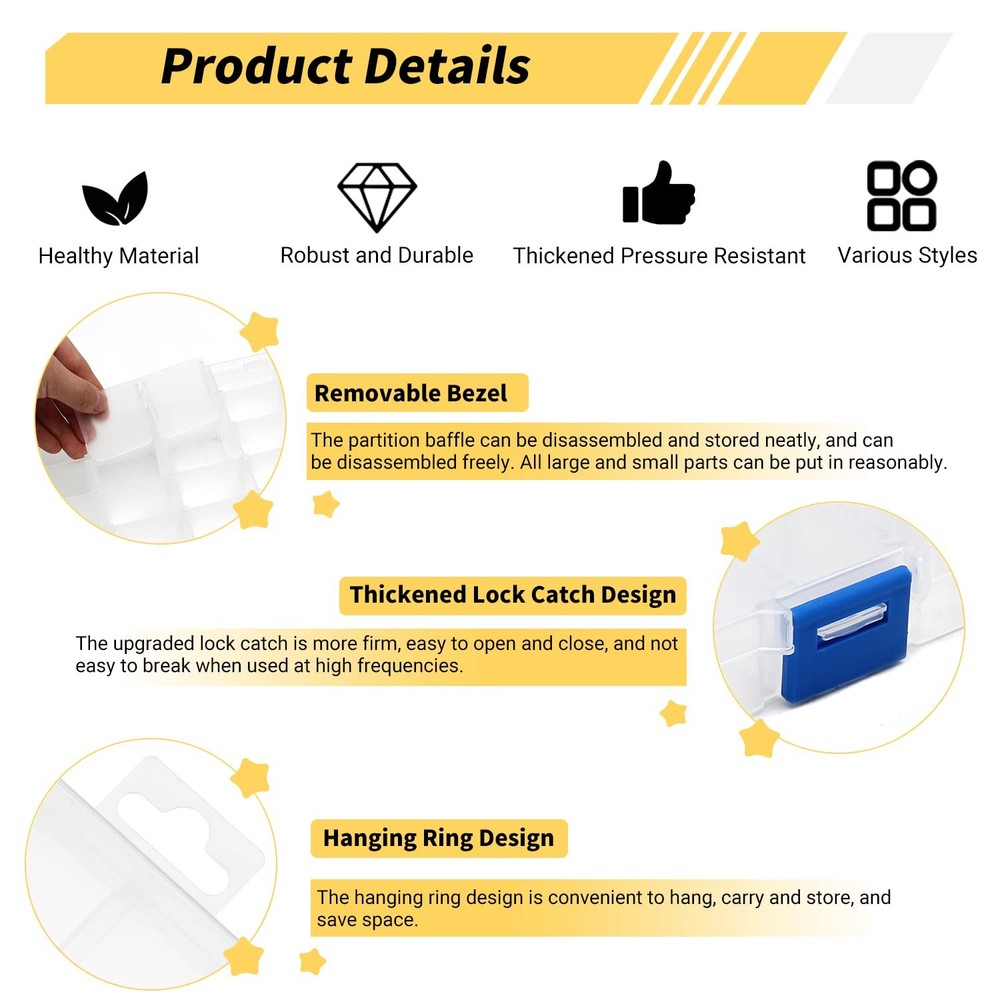 MroMax Small 10 Grids Clear Plastic Organizer Box 10 Grids, 1-Pack