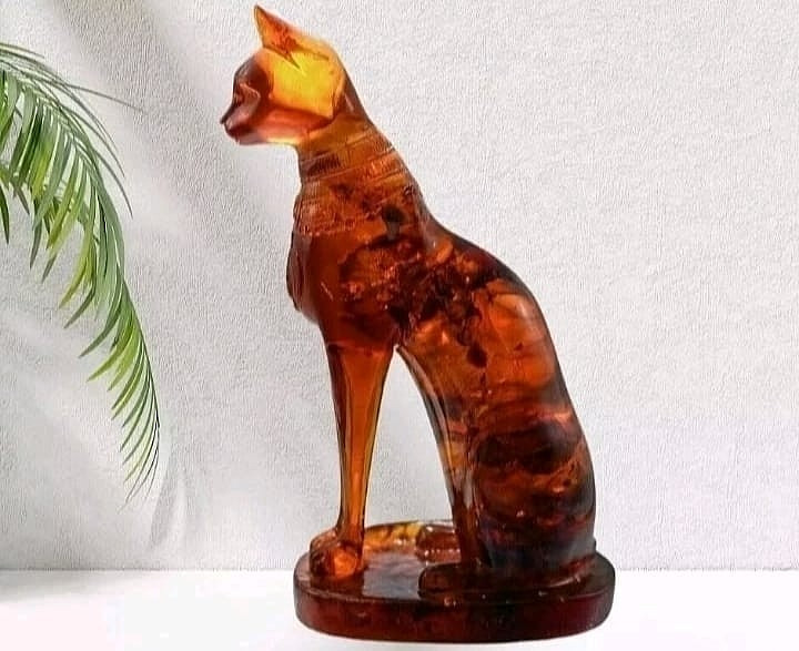 RARE ANCIENT EGYPTIAN ANTIQUE Statue Goddess Bastet Cat for Amber Stone Egypt BC