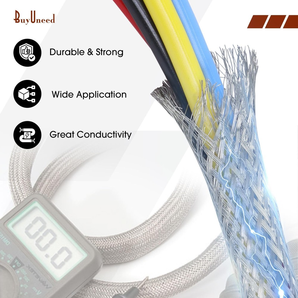 Wire Shielding Sleeve Tinned Copper Braid Ground Straps Cable Sheat... Fast Ship
