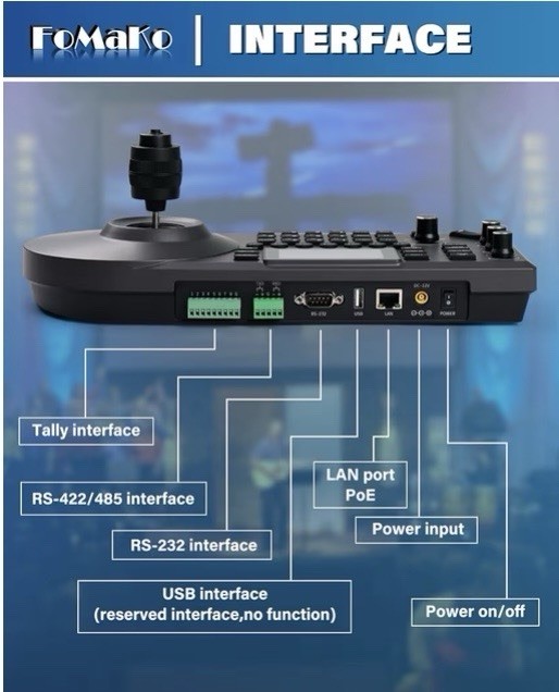 Pro NDI PTZ Camera Controller, Built-in LCD Preview, 4D Precision Joystick